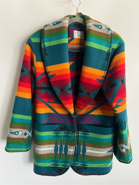 Pendleton Jackets & Blazers - Vintage Pendleton Teal Multi-Color Shawl Collar Jacket Coat
